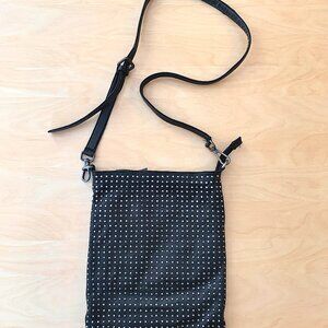 Leather Studded Zipped Crossbody Bag